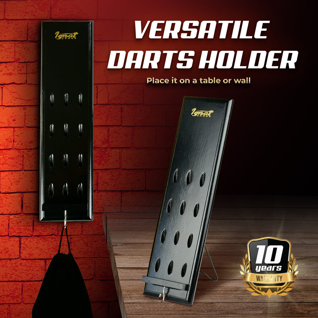 IgnatGames Wood Darts Holder Set - Darts Caddy Display Holds 12 Steel or Soft Tip Darts