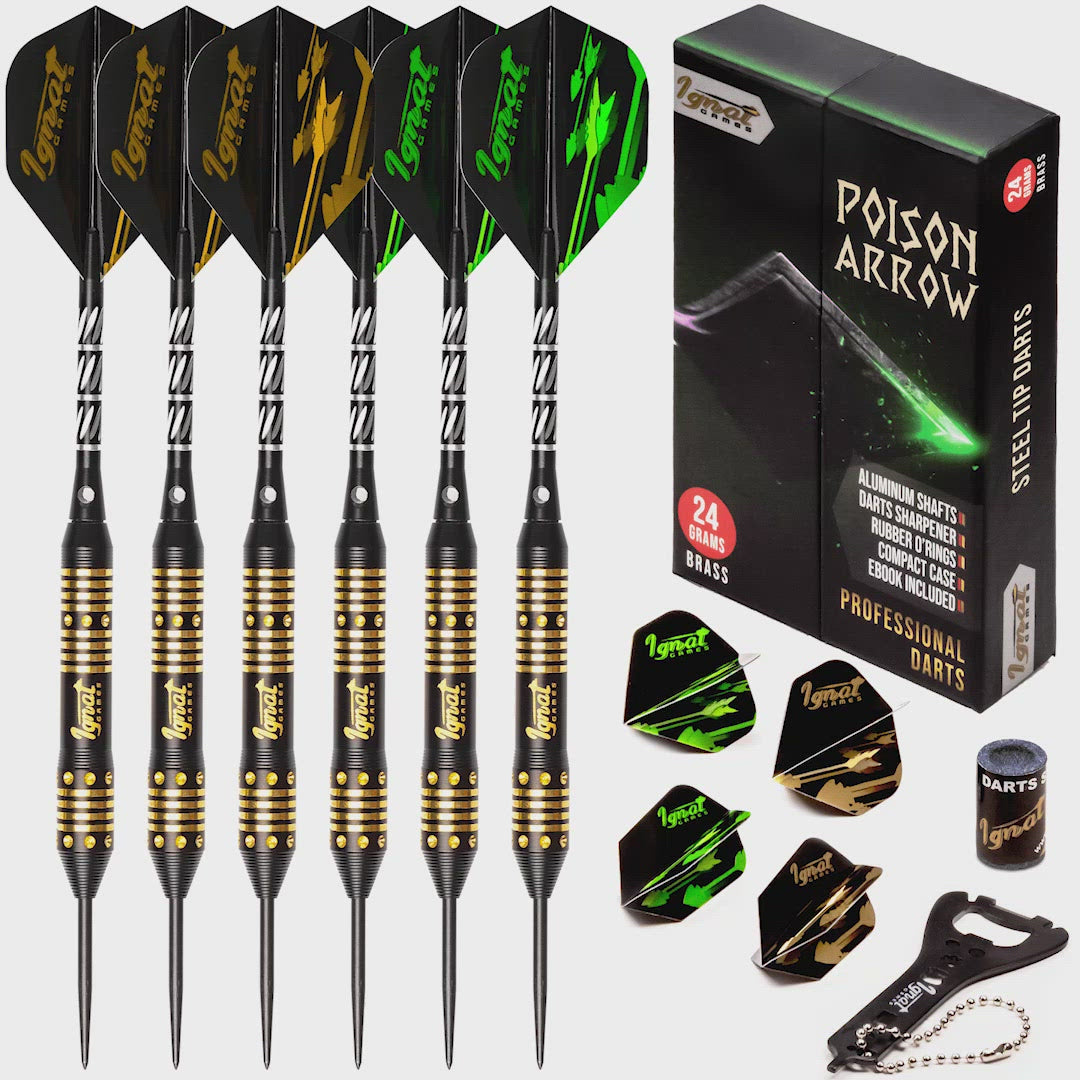 Steel Tip Darts 6 pack Set - Poison Arrow 24 grams