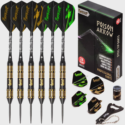Steel Tip Darts 6 pack Set - Poison Arrow 24 grams