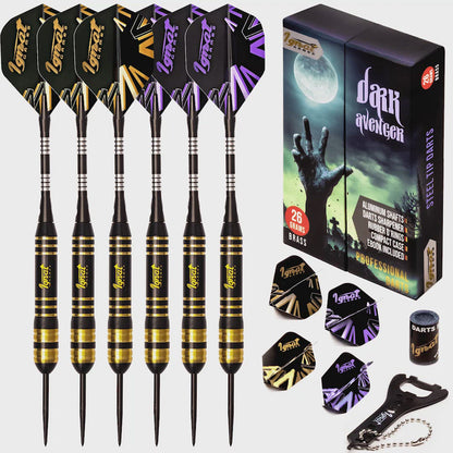 Steel Tip Darts 6 pack Set - Dark Avenger 26 grams