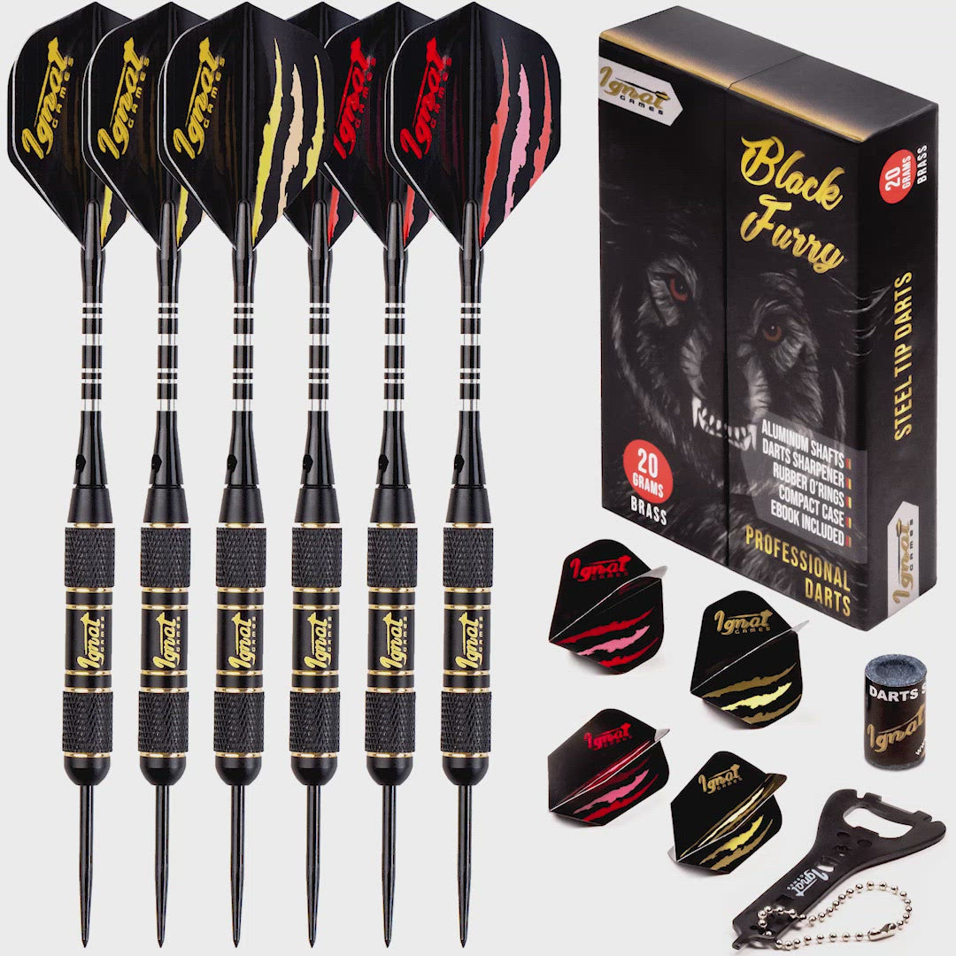 Steel Tip Darts 6 pack Set - Midnight Shadow 20 grams