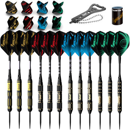 Steel Tip Darts 12 pack Set - Mega Blast 18/20/22/24 grams