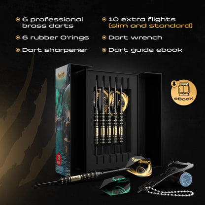 Steel Tip Darts 6 pack Set - Gothic Crystal 18 grams