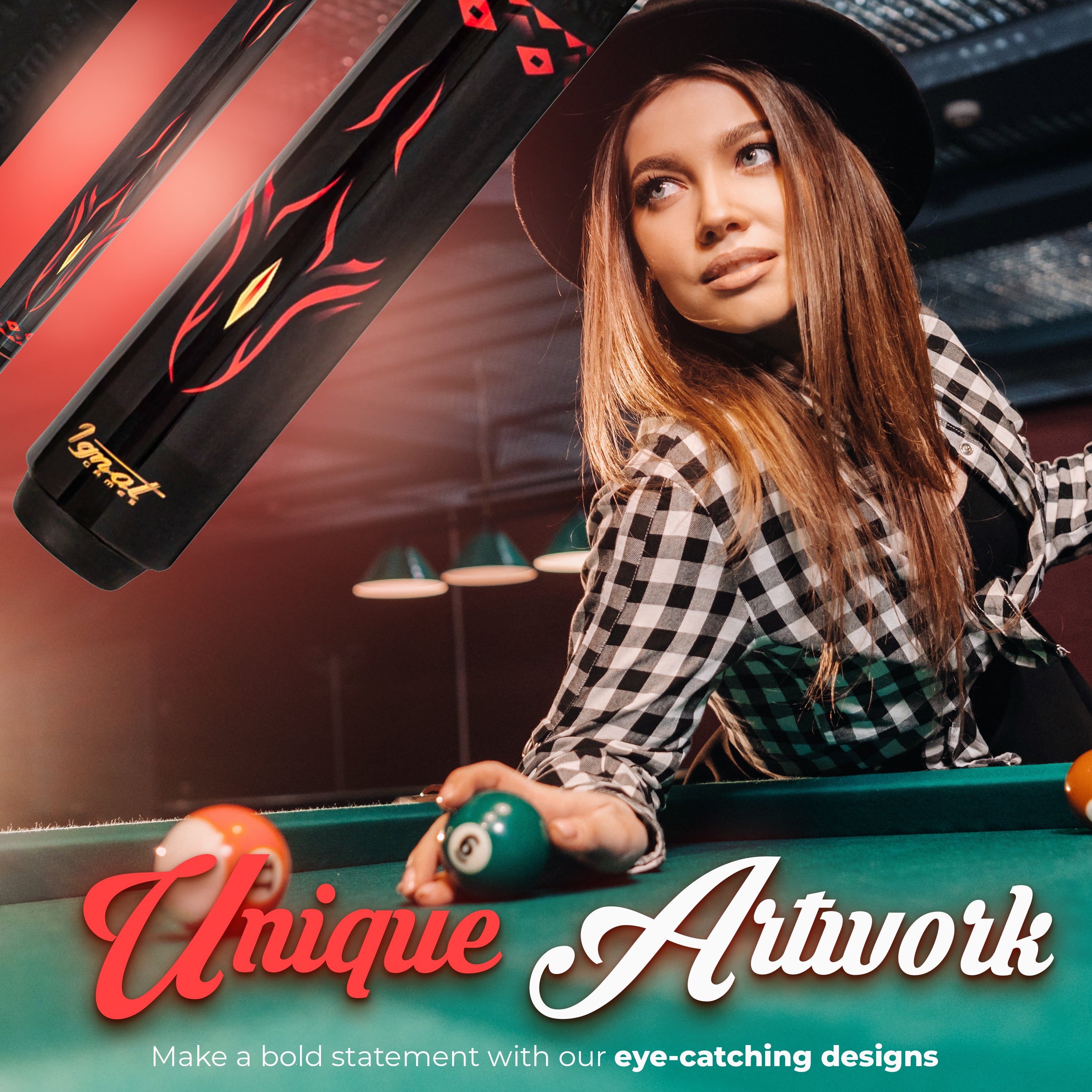 Pool Cue Stick - 18 oz. 58" Canadian Maple (Red)
