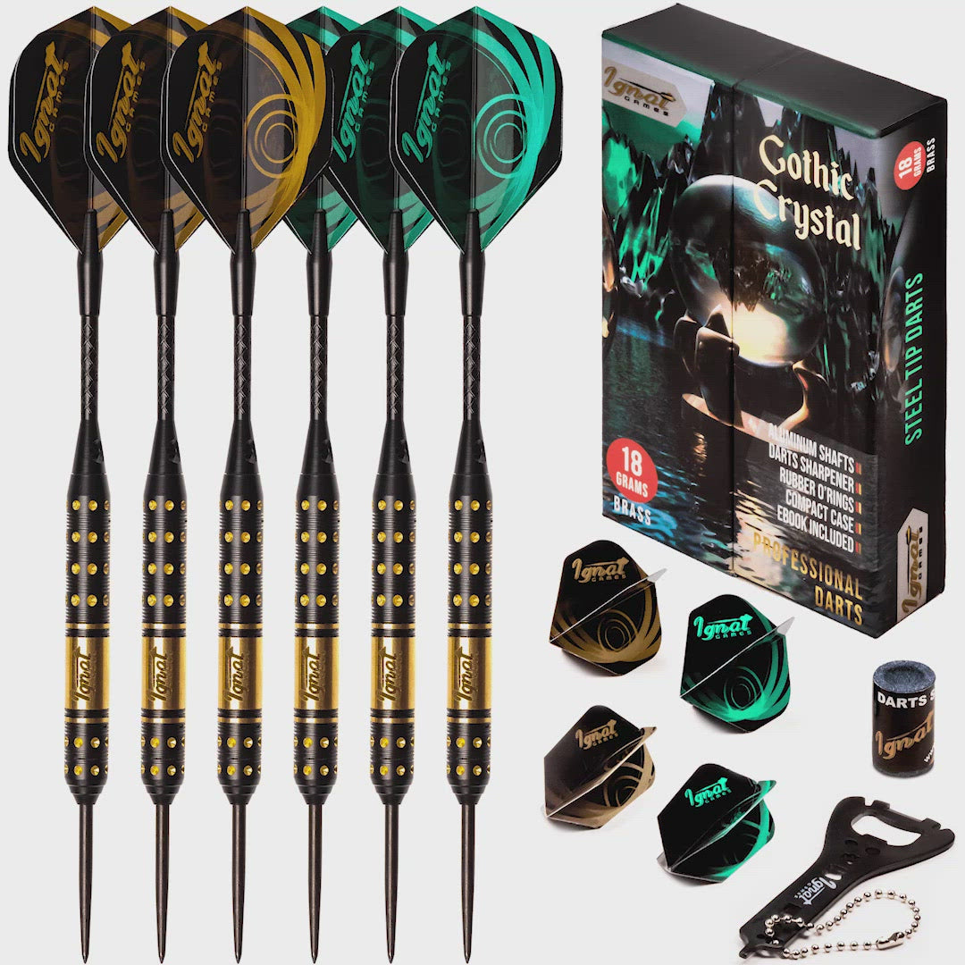 Steel Tip Darts 6 pack Set - Gothic Crystal 18 grams