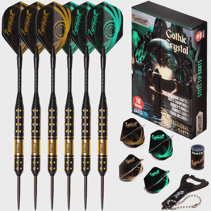 Steel Tip Darts 6 pack Set - Gothic Crystal 18 grams